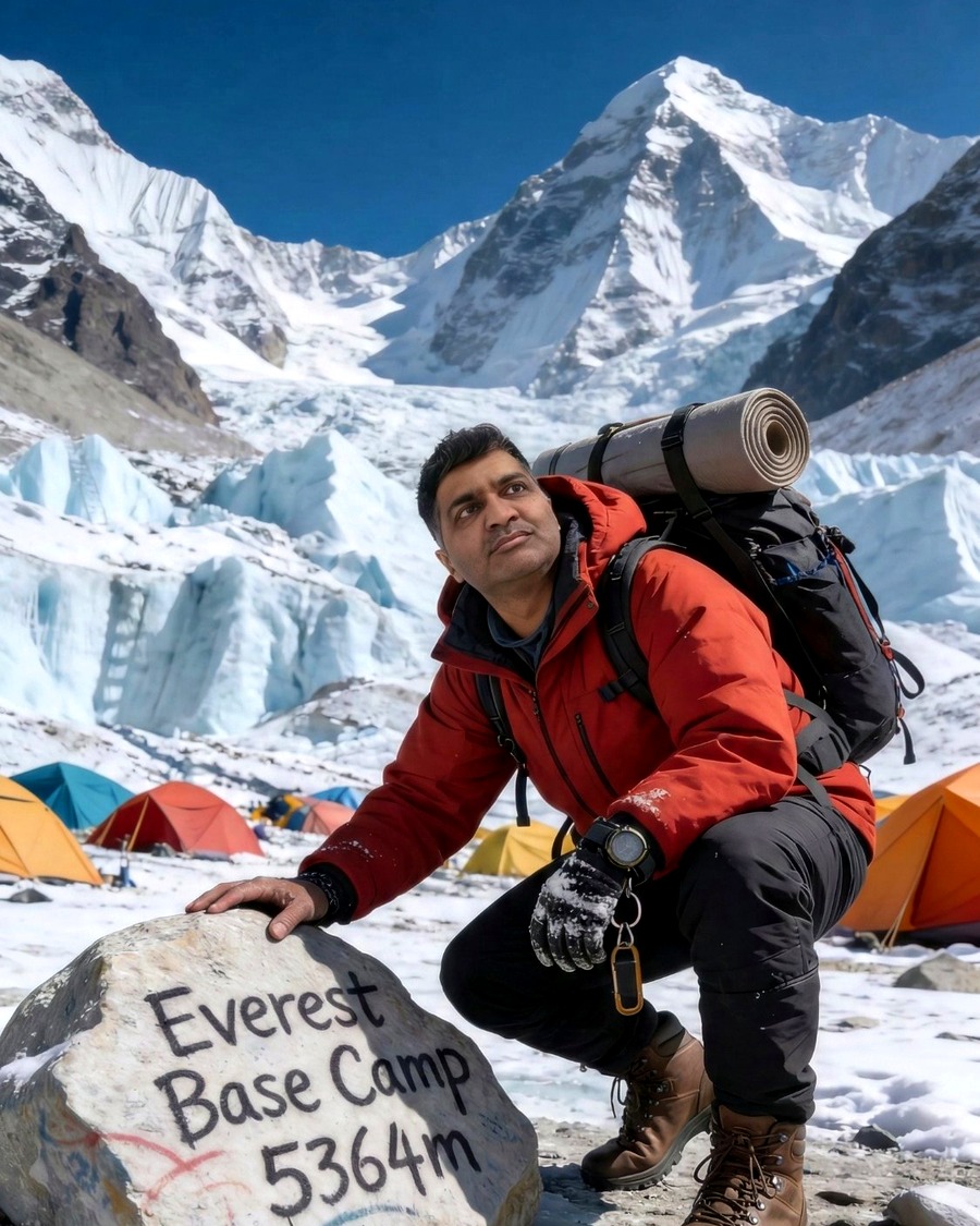 Amit Chilka at Everest Base Camp 5364m