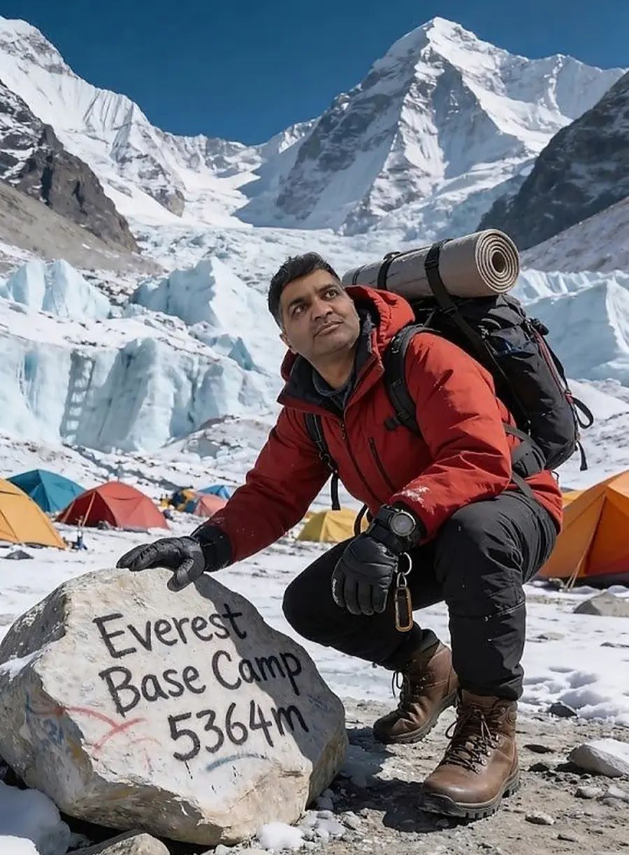 Amit Chilka at Everest Base Camp 5364m