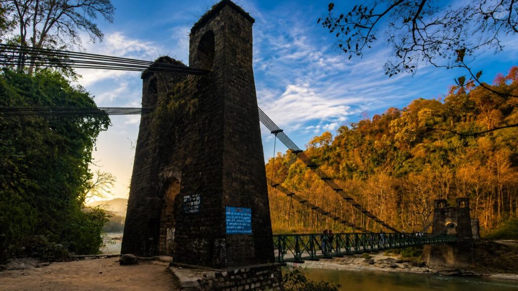 Koshi river Jim Corbett Suspension Bridge